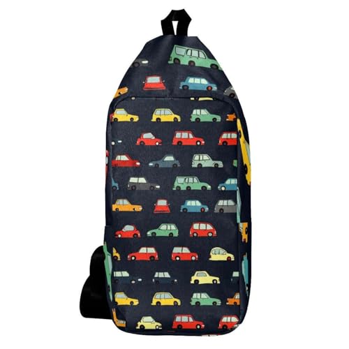 Sac à dos à bandoulière voitures imprimé multicolore 16x36cm pour homme et femme