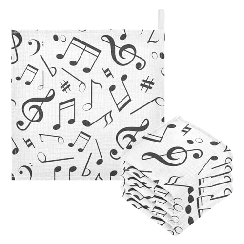 Image of WIFIU Music Symbol Eighth Note Burp Cloths for Boys Girls Music Notes Baby Muslin Washcloths Newborn Soft Absorbent Face Bath Towel Kids Wash Cloth 12x12 Inch,5 Pack
