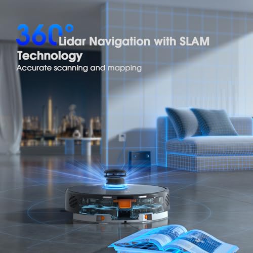 Image of SHELIKI Robotic Vacuums Cleaner with LiDAR Navigation Smart & Strong Suction, WiFi /App /Alexa /V