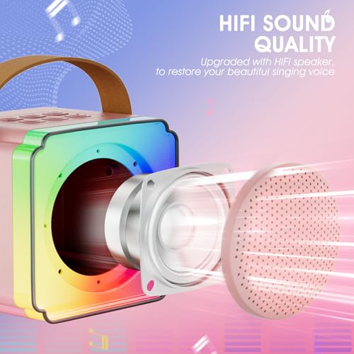 Lavliy Karaoke Machines Kids Toys Age 3-12 Year Old Girl Gifts for 3-12 Year Olds Girls Toys Age 3-12, Mini Karaoke Machine 2 Microphones for Kids Microphone Gifts for Girls Birthday Presents (Pink)