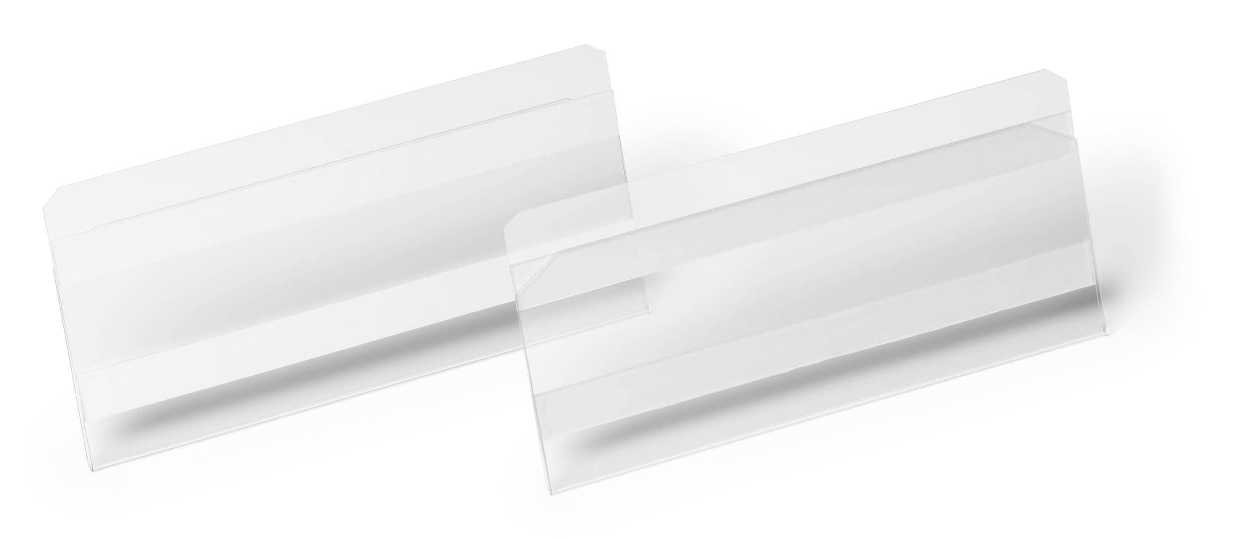 Durable Hard Cover Ticket Holder - Self-Adhesive Label Holder - 150 x 67mm - Pack of 10 - Transparent - for Labelling Shelves and Racking