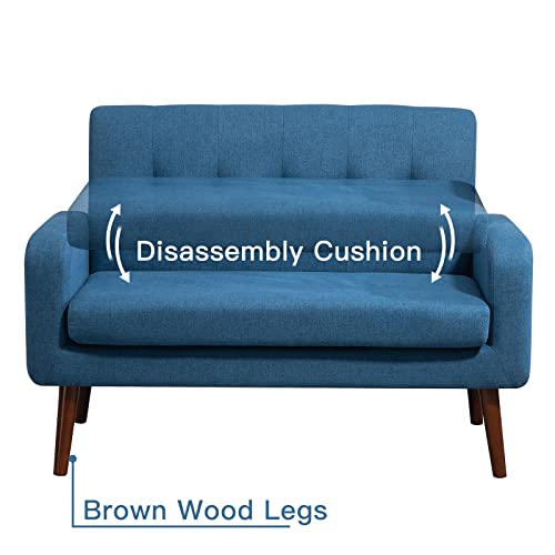 Attica 50" Modern Fabric Loveseat Sofa,Office Couch For Small Space, Living Room Soft Futon,Small Couch For Bedroom (Blue) #TOP2