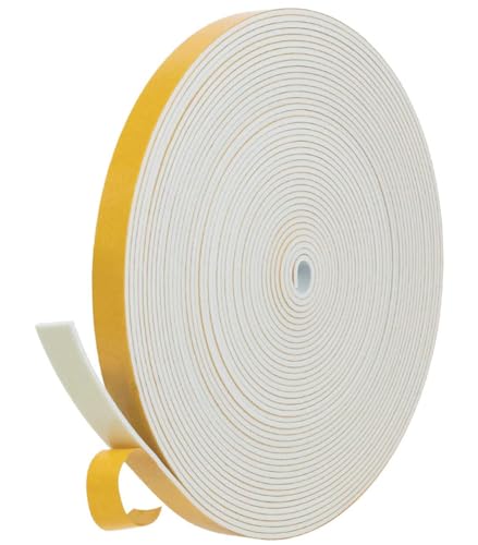 Dichtungsband Selbstklebend Türdichtung für Türen Fenster, 12mm(B) x1.5mm(D)/10m(L) Schaumstoffband Gummidichtung für Kollision Siegel Schalldämmung Weiß