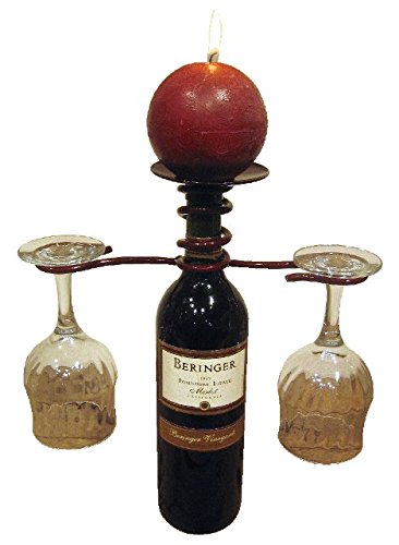 Iron Wine Bottle Topper Candle Holder Finish: Merlot