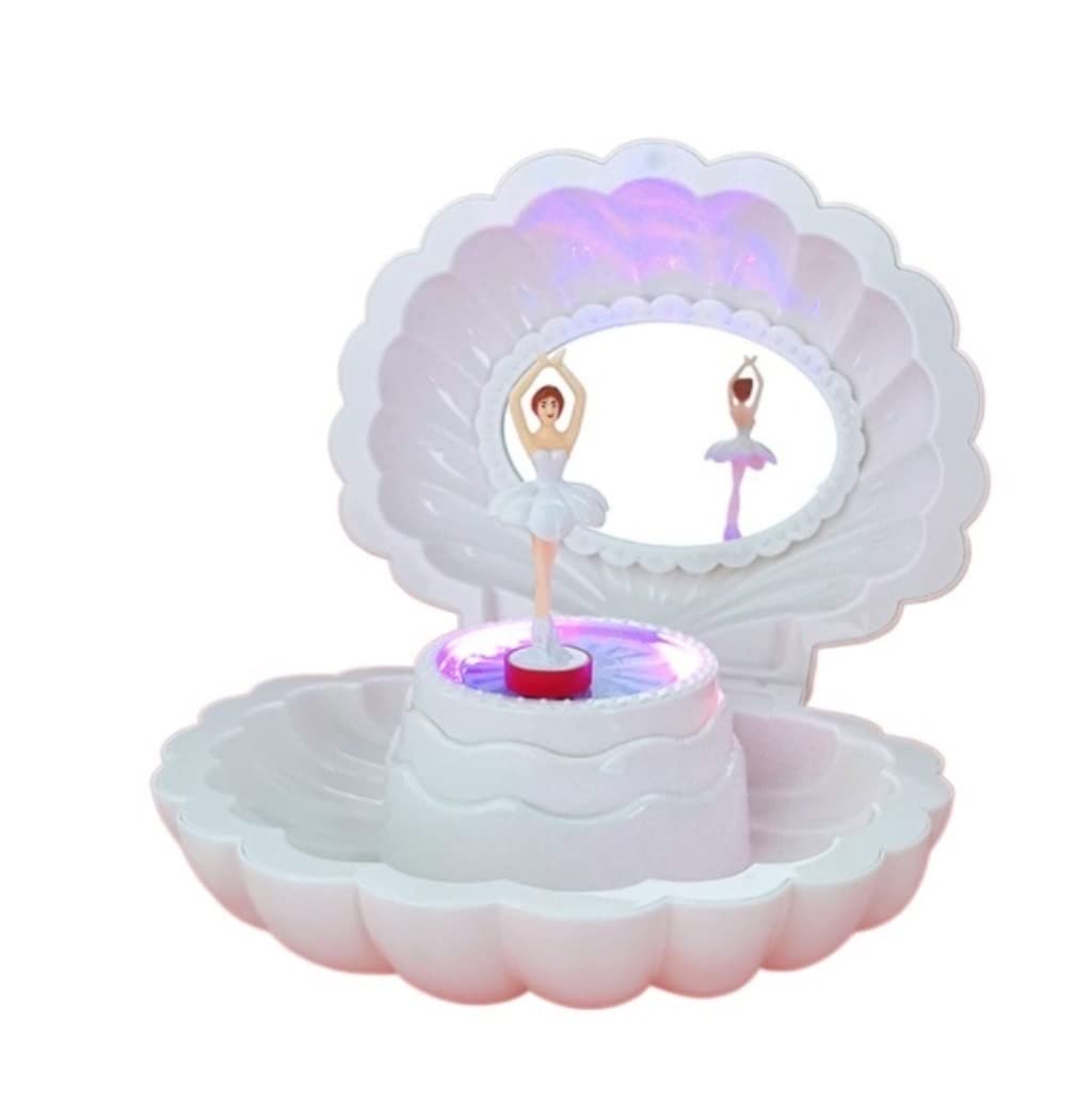 Caja de musica niña azul con bailarina y luz flash colorida de 15.5cm