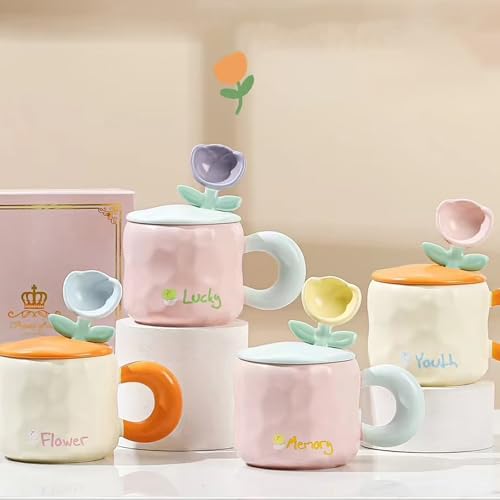 Taza de Porcelana Amarilla con Tapa y Cuchara 15 OZ miniatura 3