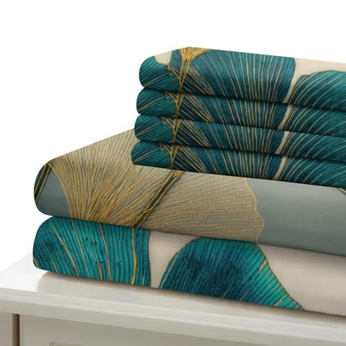 Parure de lit ginkgo effet 3D en microfibre premium résistante et confortable