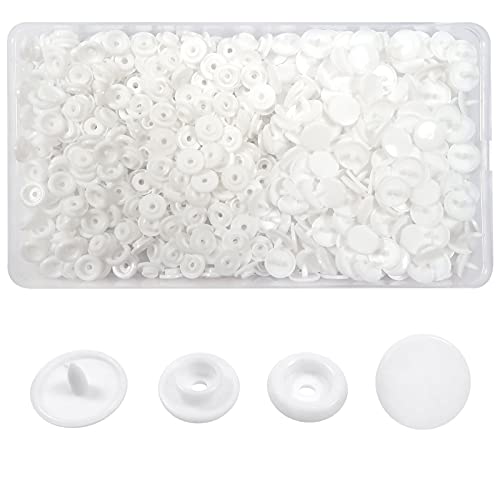 TOAOB Corchetes de Presión 150 Set 12 mm Botones de Presión Redondos de Blanco T5 Plástico Botón de Presión para Ropa DIY y Manualidades DIY Coser Artesanía Cover