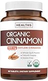 USDA Organic Ceylon Cinnamon Pills - High Potency Ceylon Cinnamon Supplement with 1000mg per Serving for Full Body Antioxidant Support - Vegan Non-GMO cGMP Made & Lab Verified (1 Month Supply)