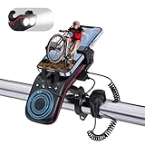 Weduda Multifunctional Bike Phone Holder,Portable Bluetooth Speaker with Microphone and LED Lighting, External Bicycle Bell, 5000mAh Power Bank - Ideal for Adult Road & Mountain Cycling