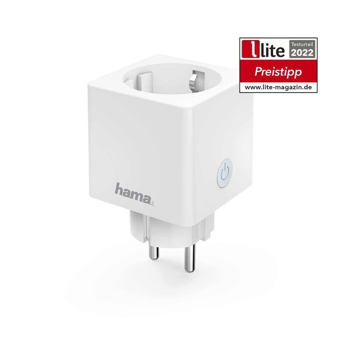 Hama gniazdo sterowane (działa z WiFi, z pomiaremzużycia energii, prąd 16A, 3680W, kompatybilne z Amazon Alexa, Google Assistant, iOS i Android) białe