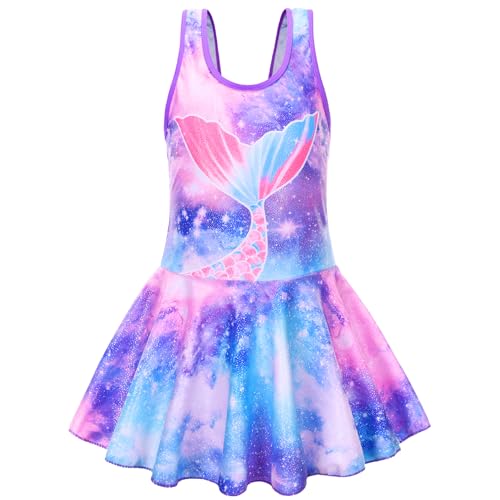 Image of Akokvlar Girl One Piece Swimsuit with Skirt Bathing Suit Swimwear 3-16Y