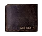 Kenzal Customized Custom Leather Wallet for Men, Personalized Name Wallets, Customazible Christmas Gift for Husband, Dad, Boyfriend, Him, Man Gifts for Anniversary, Birthday, Wedding, Fathers Day
