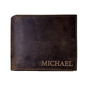 Custom Leather Wallet for Men, Personalized Name Wallets, Customazible Christmas Gift for Husband, Dad, Boyfriend, Him, Man Gifts for Anniversary, Birthday, Wedding, Fathers Day
