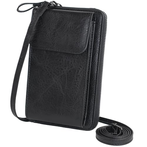 YJTSWDXY Small Crossbody Bag Cell Phone Purse Wallet with Credit Card Slots for Women（Black）