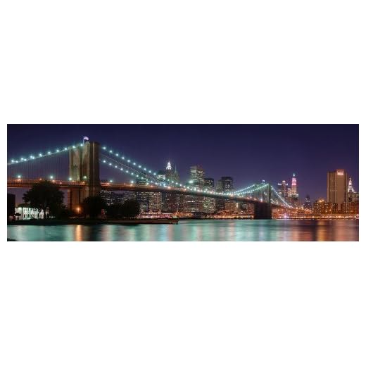NEW YORK bild på duk (New York Brooklyn 120 x 40 cm) Brooklyn foto som bild – bilder färdiginramade med kil ram enorm utförande. Utförande konsttryck som väggbild med ram. Billigare än en oljemålning poster plakat med bildram