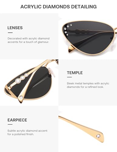 SOJOS Retro Cateye Sunglasses Womens Trendy Narrow UV400 Protection Sun Glasses SJ12413