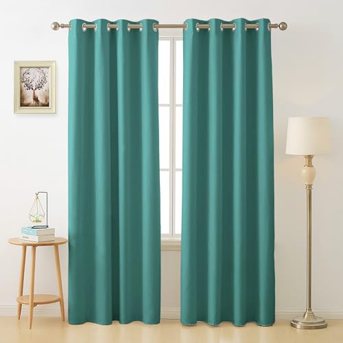Image of Cloth Fusion 75% Blackout Door Curtains 8 Feet Long Set of 2, Room Darkening Parda with Stainless Steel Grommets for Home Decor (8x4 Feet, Sea Green)