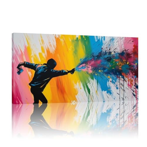 Toile d'art mural graffiti Banksy - Habillez facilement un mur vide avec un cadre 18x45 cm