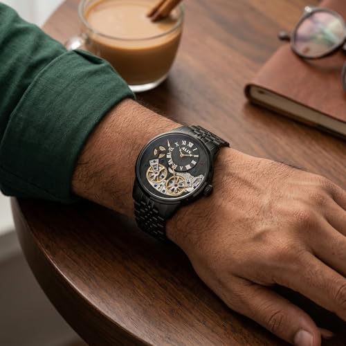 Image of ALIX Luxury Men's Wrist Watch Multifunction Analog Watches with Stainless Steel Band