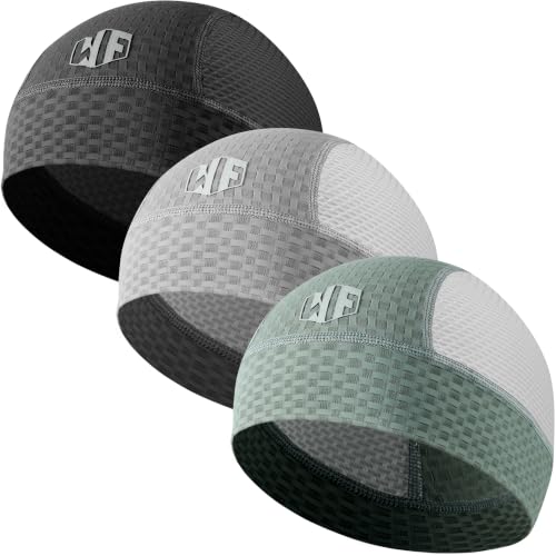 Image of WTACTFUL 3-Pack Breathable Mesh Skull Cap Sweat Wicking Helmet Liner Summer