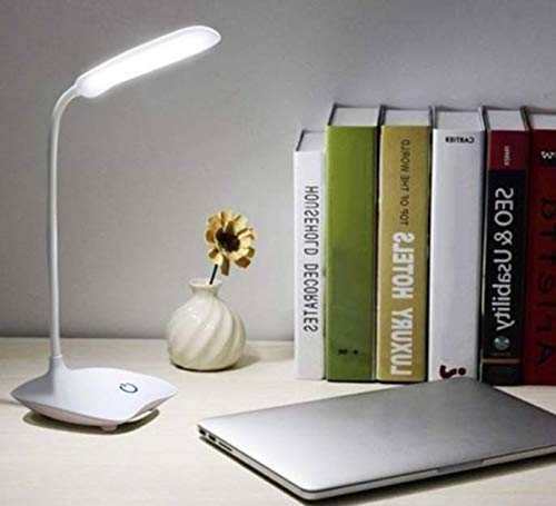 Wild Fox MACVL5 Plastic LED Study Desk/Table lamp with Touch Control Light Touch On/Off Switch (White, 1 x Lamp, 1 x USB Cable)