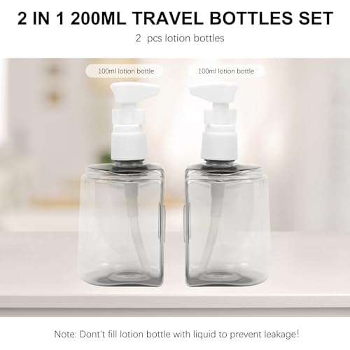 Skycase Travel Bottles - Leak Proof Refillable Tsa Approved Travel Size Toiletries, 2 in 1 Liquid Bottles Containers with Labels and Funnel Airplane Accessories Kits for Lotion Liquid (Pink)2