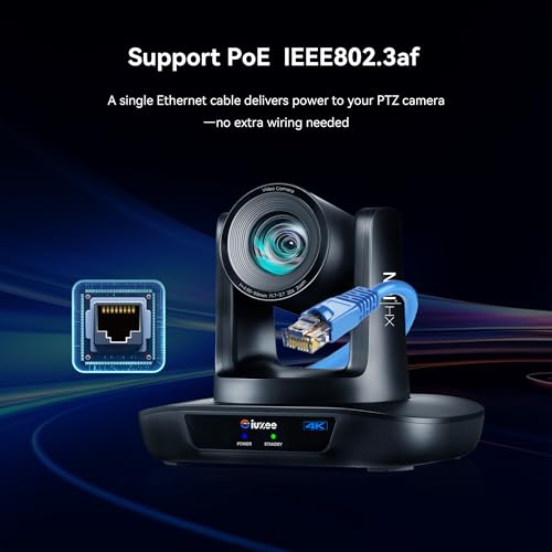 Image of 4K NDI PTZ Camera AI-Auto Tracking, 20X Optical Zoom, USB3.0 /HDMI /LAN PoE, IP Live Streaming, Conference Room Camera for Church Services Education Conference Events, Work with YouTube OBS