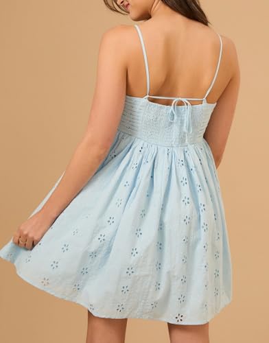 Image of Women Boho Floral Mini Cami Dress Spaghetti Strap Backless Flowy Sling Dress Cute Graphic Summer Holiday Sundress