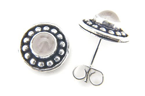 Preisvergleich Produktbild Ohrstecker Ohrringe versilbert silbern Rosenquarz rosa (922-01-004-07)
