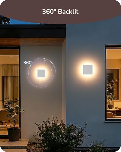 EDISHINE 4 Pack LED Outdoor Wall Light, Small Square Modern White Sconces - image 7