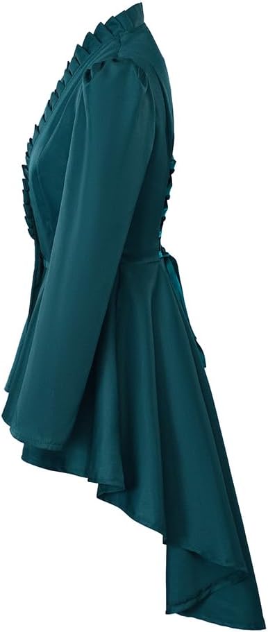 Saniplaycos Women's Steampunk Victorian Jacket Coat Medieval Vintage Gothic Tailcoat Long Sleeve Tuxedo Shirt - Image 3