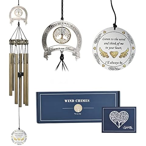 Memorial Wind Chimes with Tree of Life,Sympathy Wind Chimes for Loss of Loved One,Windchimes in Memory of a Loved One,Memorial/Sympathy/Remembrance Gifts,Wind Chimes for Outside Garden & Home Decor Cover