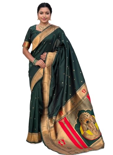 Image of SWORNOF Womens Kanjivaram Silk Saree with Zari Woven Saree With Blouse Piece