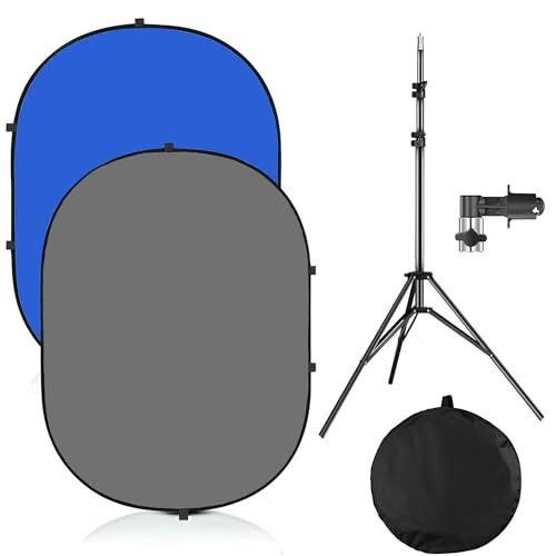 Soporte para fondo reversible azul y gris 5x7ft con trípode 7.8ft