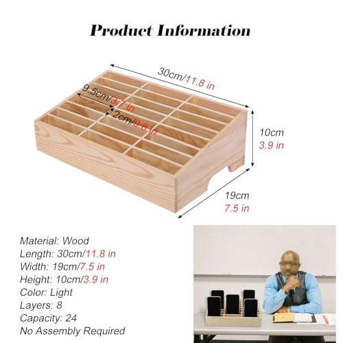Mueble de madera para celulares con 24 compartimentos en capas 3