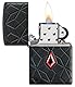 Zippo Sturmfeuerzeug - Diamond Pattern, Armor Black Matte, MultiCut w/Crystal Attached - Nachfüllbar - Wiederverwendbar - Windfestes Design - Geschenkbox - Made in USA