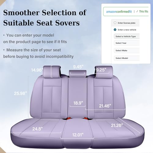 Image of Coverado Automotive Seat Covers, Car Seat Protector for Back Seat, Purple Waterproof Seat Covers for Cars Carseat Cover, 3-Pieces Back Seat Cover for Car, Faux Leather Universal Fit Most Cars