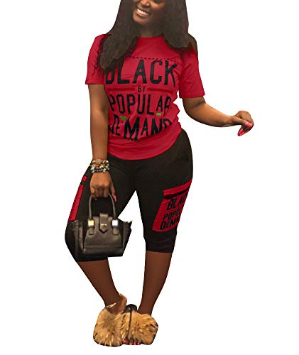 OLUOLIN Two Piece Outfits for Women Casual - Letter Printed Tops Joggers Pants Set Tracksuit