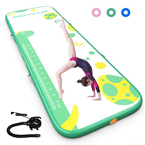 Goplus 10ft Inflatable Gymnastic Air Track, Portable Tumbling Mat with Electric Pump