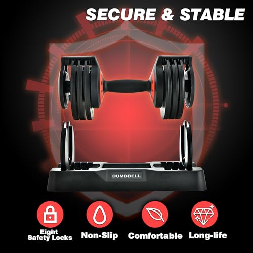 Gidsmk 25lbs Pair Adjustable Dumbbell Set, Fast Adjust Dumbbell Weight for Exercises Pair Dumbbells for Men and Women in Home Gym Workout Equipment, Dumbbell with Tray Suitable for Full Body - Image 3
