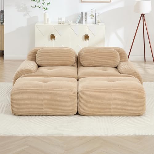 Image of Corduroy Modular Sectional Sofa, Oversized Cloud Couches for Living Room
