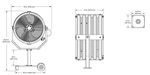 Image of Big Ass Fans - Yellow Jacket, 30 inch Indoor /Outdoor Mobile Fan, Portable Base Included with 18 inch Pedestal, Onboard Variable Speed Control, Yellow and Black