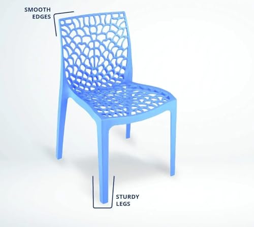 Image of activa Web Designer Plastic Chair for Home, Office and Restaurant and Cafe|Armless Chair for Dining Room| Heavy Duty Outdoor Plastic Chair | Designer Balcony Chair (Blue, Set of 2)