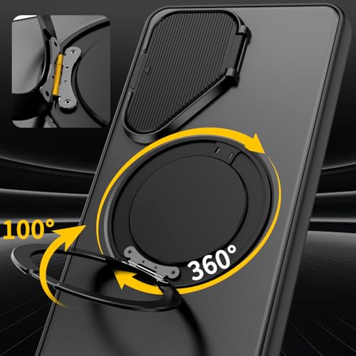 Image of Spazy Case Nothing Phone 4a Back Cover|Premium Magnetic Ring Stand Case with Camera Protection Slider|360 Rotating Kickstand|Slim & Strong Grip Phone Case in Black