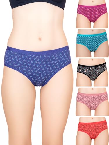 Image of Lux Cozi for her Outer Elastic Hipster 100% Cotton Panty Set for Women | Cotton Panty for Women | Underwear for Women |Hipster Panties for Women | Colors & Prints May Vary | Pack of 6