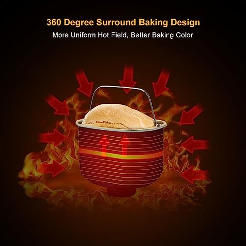 Brotbackautomat, 19 Funktionen Brotbackautomaten Kit mit Abnehmbare Spender, 3 Brotgrößen 3 Backfarben 5-Stunden-Timer Automatische Isolationsfunktion, für Kuchen Backen – Bild 8
