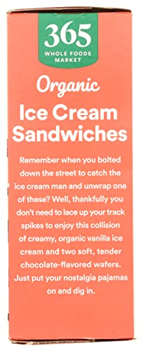 365 By Whole Foods Market, Ice Cream Sandwiches Organic 6 Count, 21.9 Fl Oz #TOP1