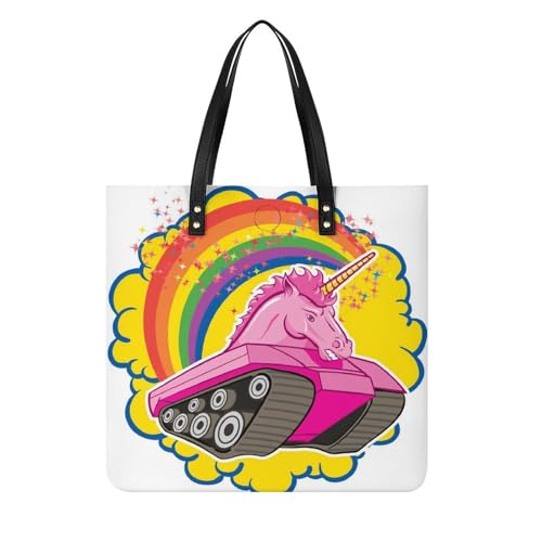 Sac à main shopper licorne grand format carré 39x39 cm en toile résistante