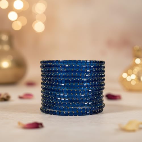 Image of SUNDRAM Raindrop Glass Bangles Set for Women & Girls, Transparent Crystal Kanch Ki Chudi for Wedding & Party, Set of 12